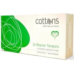 Tamponai Cottons Tampons Regular 16 vnt kaina ir informacija | Tamponai, higieniniai paketai, įklotai | pigu.lt