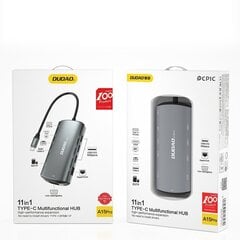 Многофункциональный концентратор Dudao 11w1 USB Type C - USB Type C PD 60 Вт / HDMI / мини-джек 3,5 мм / 1x USB 2.0 / SD - устройство чтения карт памяти micro SD / VGA / RJ45 / 3x USB 3.2 Gen 1, серый (A15Pro grey) цена и информация | Адаптеры, USB-разветвители | pigu.lt