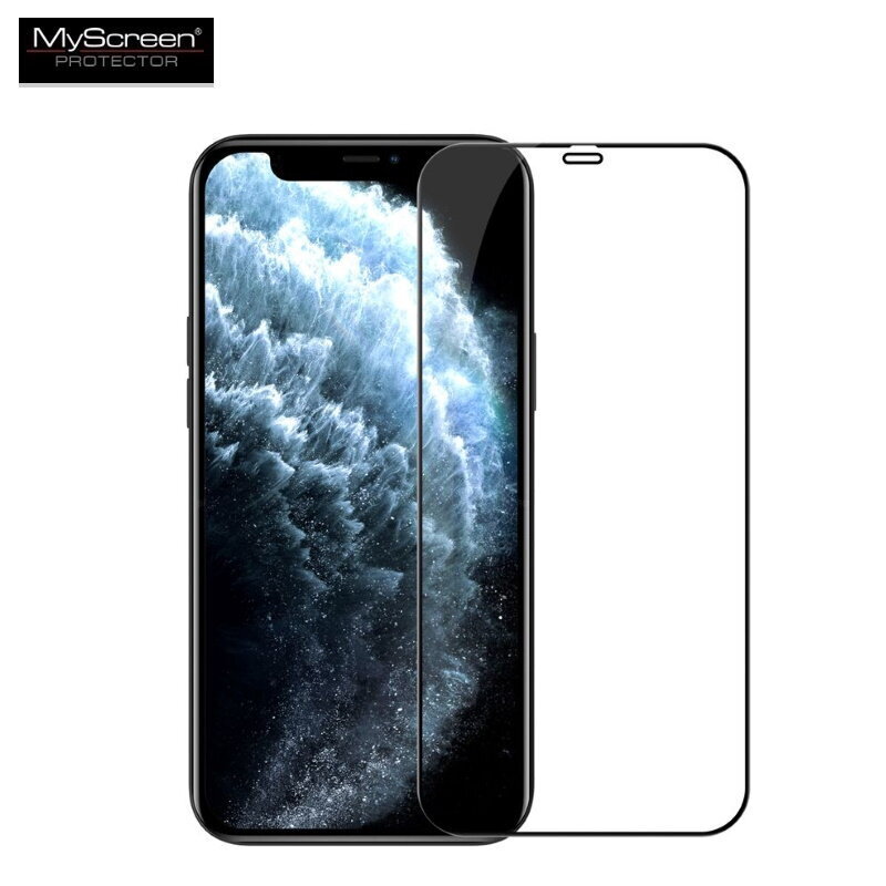 LCD apsauginis stikliukas MyScreen Diamond Edge Full Glue Apple iPhone 12 Pro Max juodas цена и информация | Apsauginės plėvelės telefonams | pigu.lt