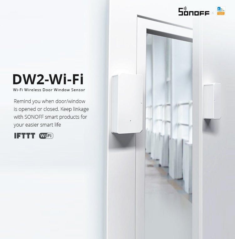 Sonoff DW2 - Wi-Fi belaidis durų / langų daviklis kaina ir informacija | Apsaugos sistemos, valdikliai | pigu.lt