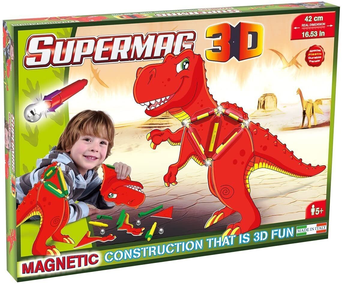 Magnetinis konstruktorius Supermag 3D T-Rex 0608, 40 d. kaina ir informacija | Konstruktoriai ir kaladėlės | pigu.lt