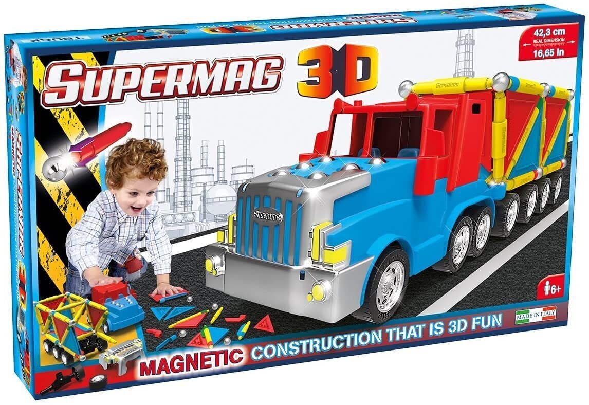 Magnetinis konstruktorius Supermag 3D Sunkvežimis 0610, 126 d. kaina ir informacija | Konstruktoriai ir kaladėlės | pigu.lt