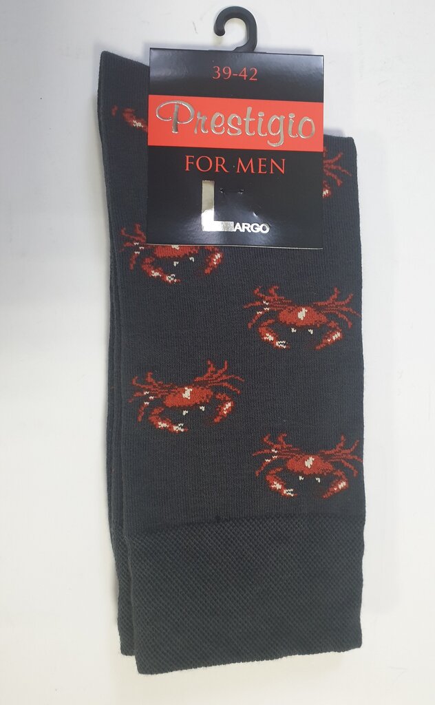 Vyriškos klasikinės medvilninės kojinės su raštu Krabas, pilkos kaina ir informacija | Vyriškos kojinės | pigu.lt