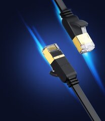Сетевой кабель Ugreen NW106 RJ45, Cat.7, STP, плоский, 3 м, черный цена и информация | Кабели и провода | pigu.lt