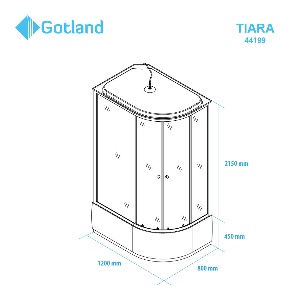 Uždara dušo kabina Gotland Tiara, 80x120x215 cm kaina ir informacija | Dušo kabinos | pigu.lt