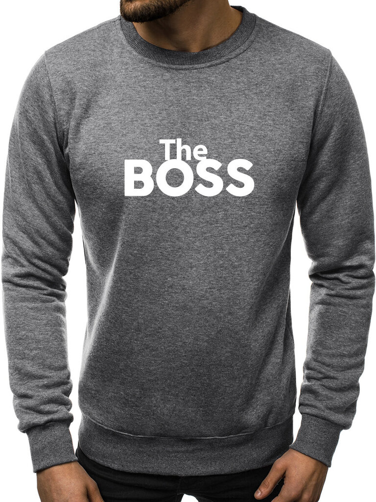 Džemperis vyrams The boss, pilkas kaina ir informacija | Džemperiai vyrams | pigu.lt