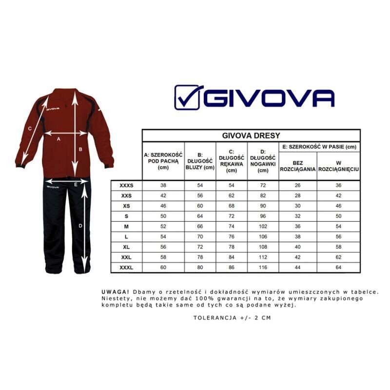 Sportinis kostiumas vyrams Givova Tuta Visa TR018 1003, juodas цена и информация | Sportinė apranga vyrams | pigu.lt