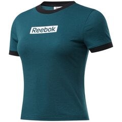 Sportiniai marškinėliai moterims Reebok Training Essentials Linear Logo Slim W FK6679, 51389, žali kaina ir informacija | Sportinė apranga moterims | pigu.lt