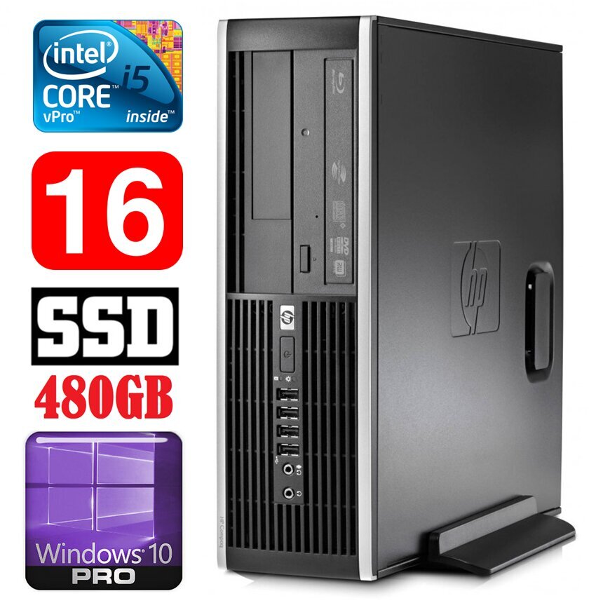 HP 8100 Elite SFF i5-650 16GB 480SSD DVD WIN10Pro цена и информация | Stacionarūs kompiuteriai | pigu.lt