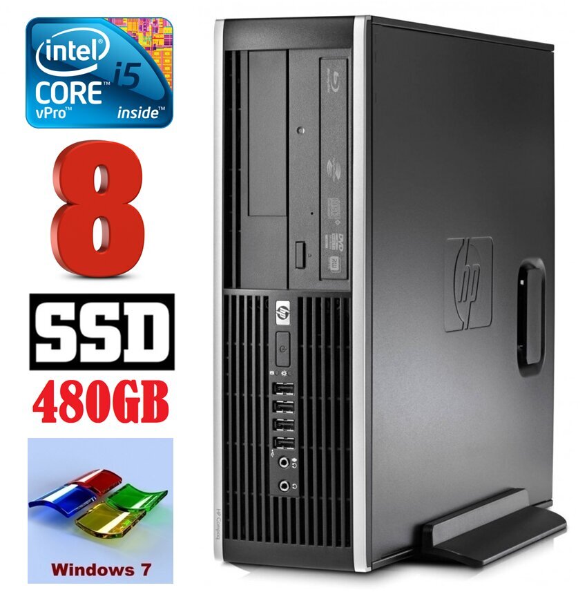 HP 8100 Elite SFF i5-650 8GB 480SSD DVD WIN7Pro цена и информация | Stacionarūs kompiuteriai | pigu.lt