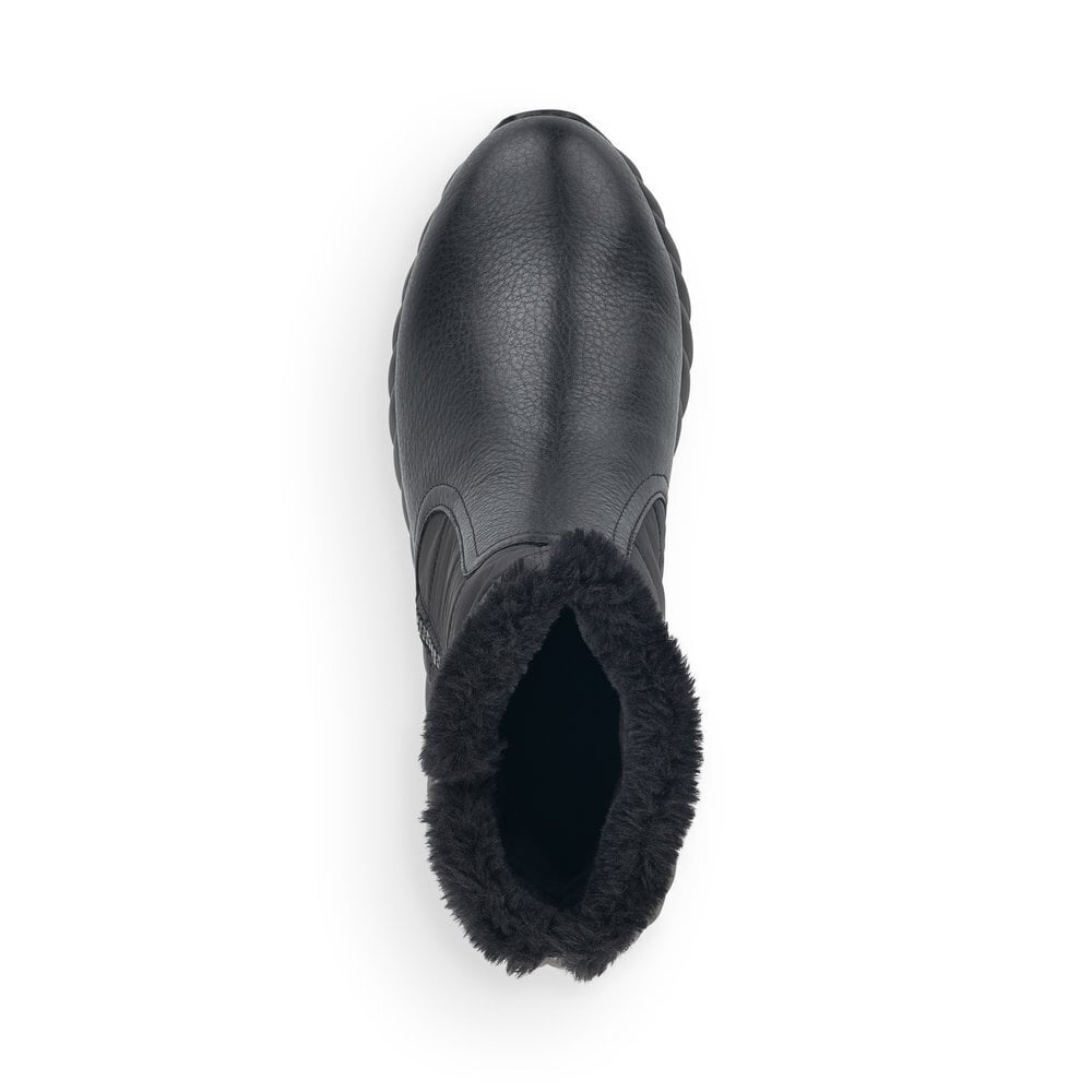 Aulinukai moterims Remonte su kailiu, juodi цена и информация | Aulinukai, ilgaauliai batai moterims | pigu.lt