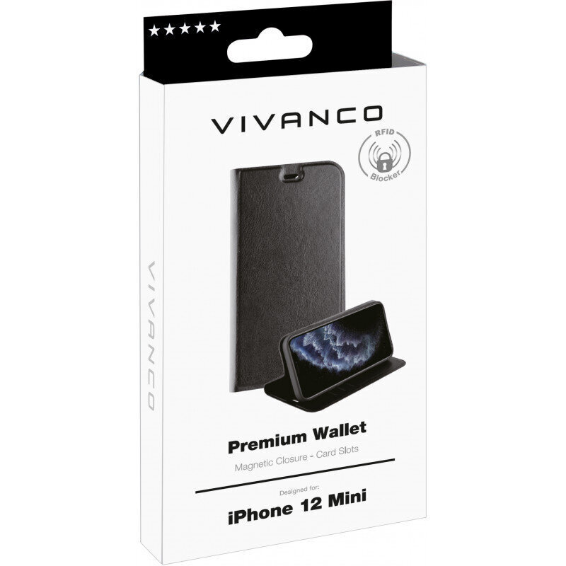 Vivanco dėklas skirtas Apple iPhone 12 Mini, Juoda kaina ir informacija | Telefono dėklai | pigu.lt