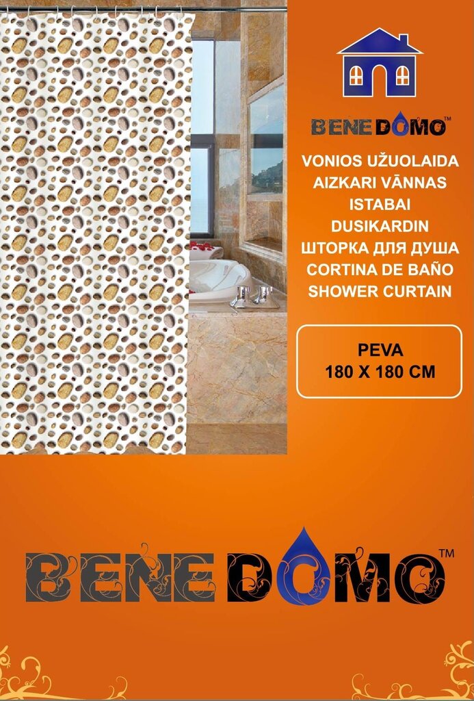 PEVA vonios užuolaida 180x180 cm "Benedomo" kaina ir informacija | Vonios kambario aksesuarai | pigu.lt