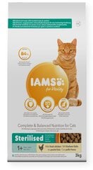 Iams suaugusioms sterilizuotoms katėms su vištiena, 3 kg kaina ir informacija | Sausas maistas katėms | pigu.lt