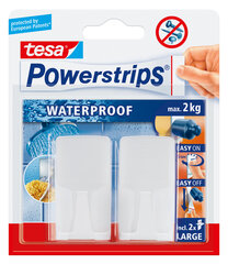 Tesa kabliukai PowerStrips Waterproof Wave balti 2vnt. kaina ir informacija | Vonios kambario aksesuarai | pigu.lt