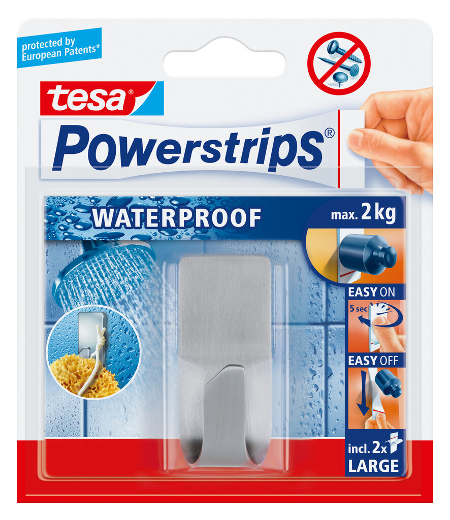 Tesa kabliukas PowerStrips Waterproof Zoom цена и информация | Vonios kambario aksesuarai | pigu.lt