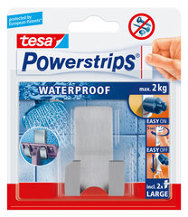 Tesa nerūdijančio plieno skustuvo laikiklis PowerStrips Waterproof Zoom 1vnt. kaina ir informacija | Vonios kambario aksesuarai | pigu.lt