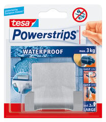 Tesa nerūdijančio plieno dvigubas kabliukas PowerStrips Waterproof Zoom1vnt. kaina ir informacija | Vonios kambario aksesuarai | pigu.lt