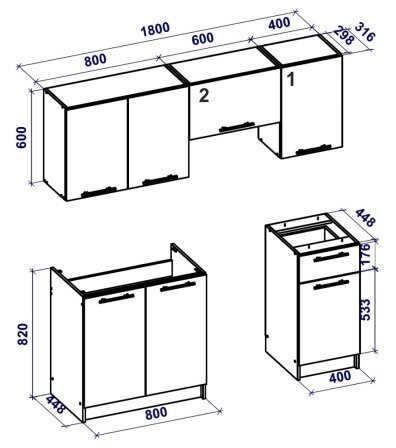 Virtuvinių spintelių komplektas Bianco Drewmex, baltas kaina | pigu.lt