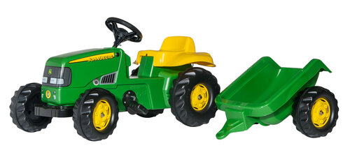 Minamas pedalais traktorius su priekaba RollyToys John Deere, žalias kaina ir informacija | Žaislai berniukams | pigu.lt