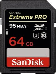 SanDisk 64 ГБ SDXC Extreme цена и информация | Карты памяти для фотоаппаратов, камер | pigu.lt