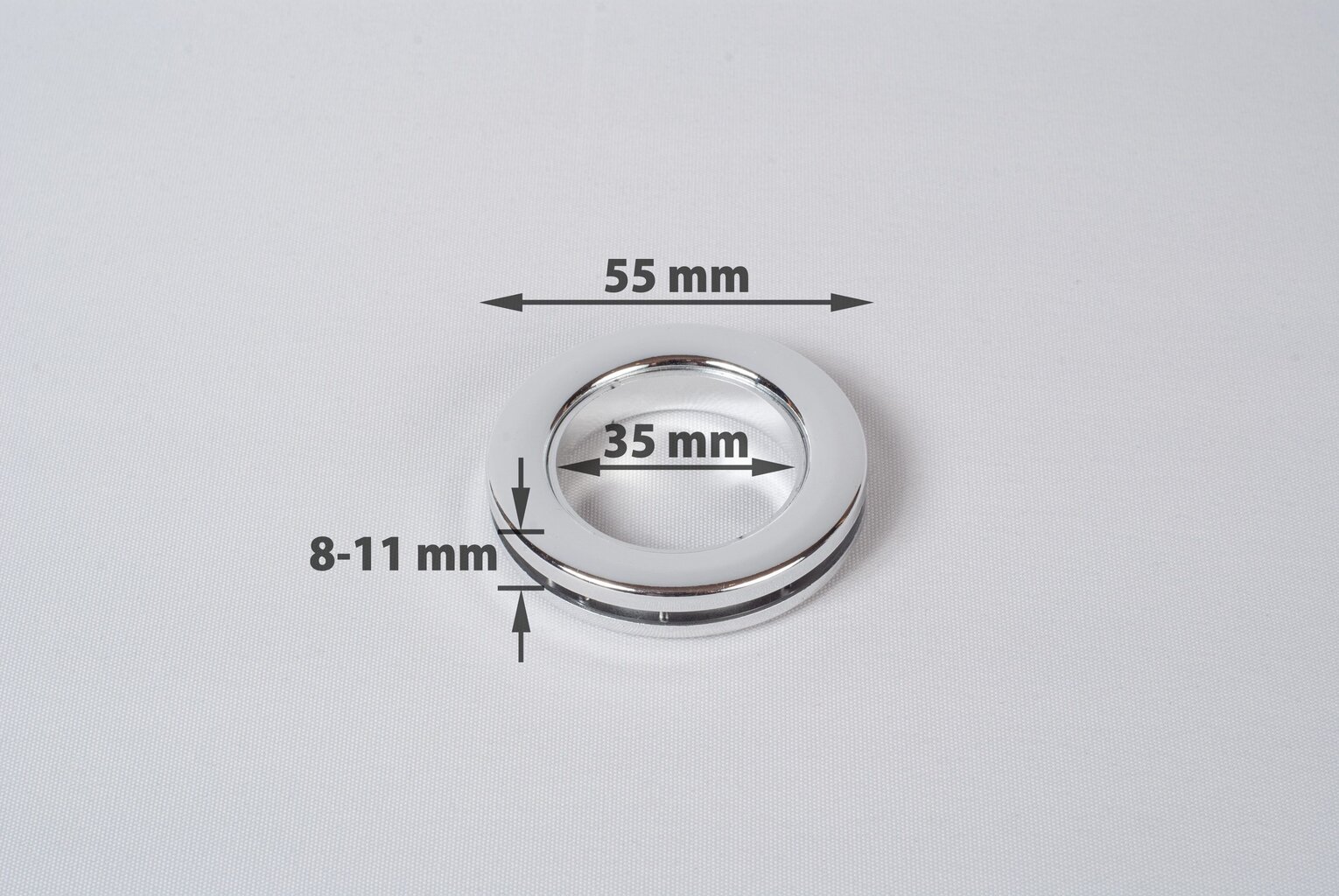 Universalūs suspaudžiami žiedai užuolaidoms 35mm, blizgaus chromo spalva, 10 vnt. цена и информация | Užuolaidos | pigu.lt