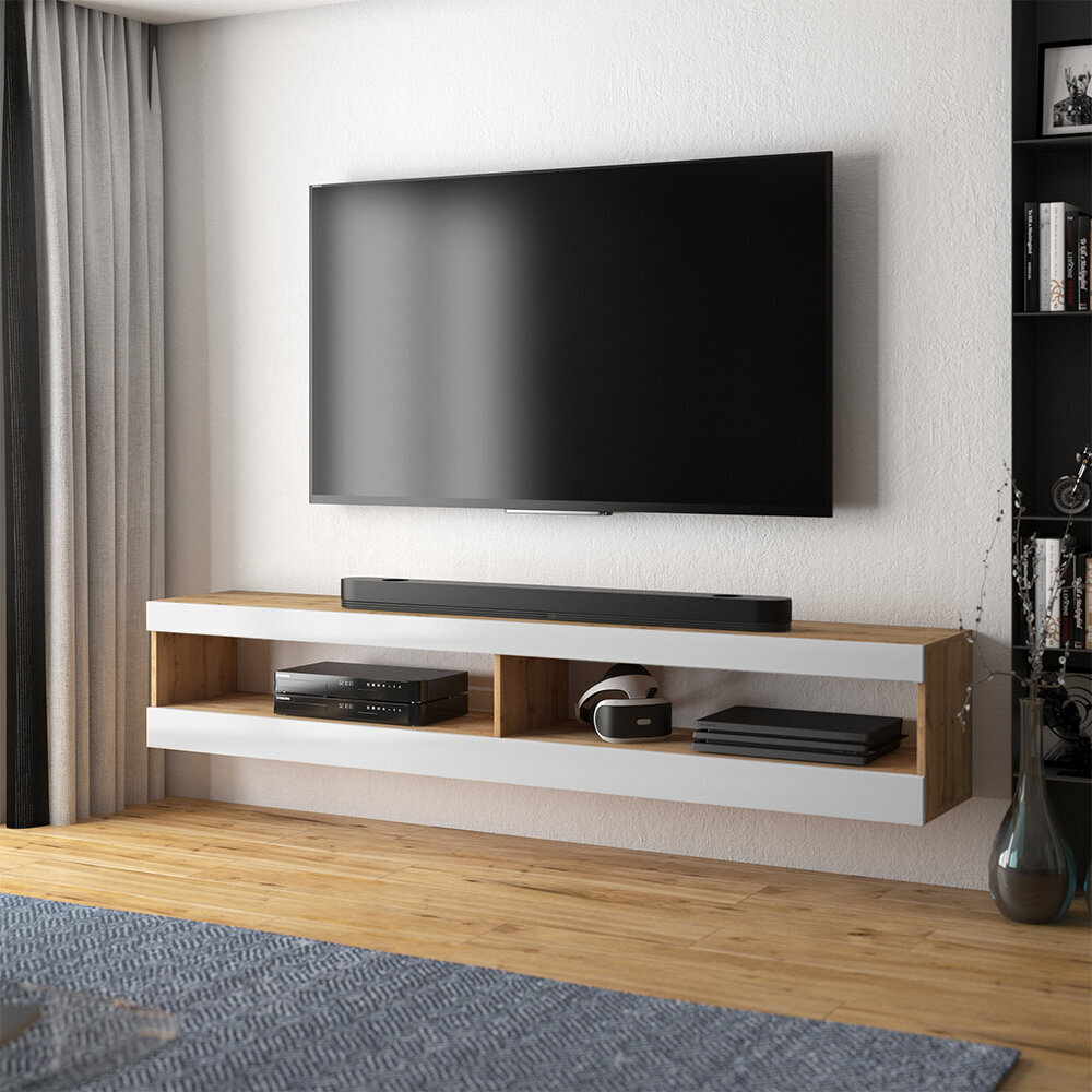 TV staliukas Selsey Viansola, 140 cm, rudas/baltas kaina ir informacija | TV staliukai | pigu.lt