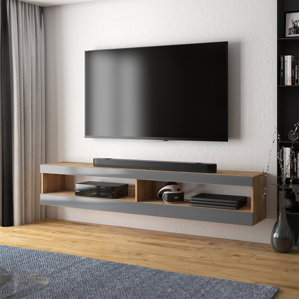 TV staliukas Selsey Viansola, 140 cm, rudas/pilkas kaina ir informacija | TV staliukai | pigu.lt
