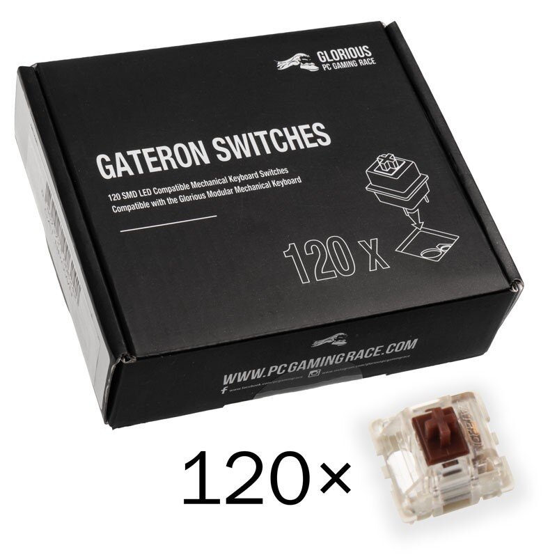 Glorious PC Gaming Race Gateron Brown Tactile & Soft 120 vnt. цена и информация | Klaviatūros | pigu.lt