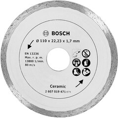 Deimantinis diskas plytelėms Bosch 110 mm kaina ir informacija | Mechaniniai įrankiai | pigu.lt