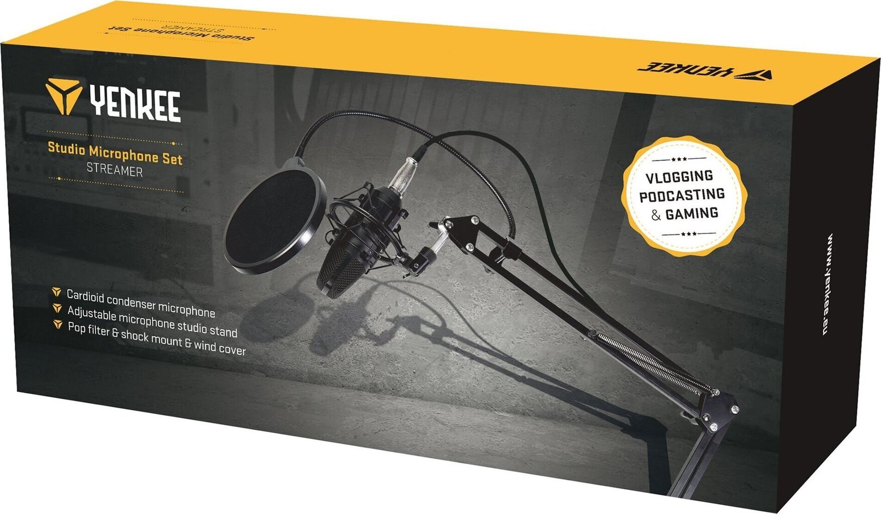 Kondencatorinis mikrofonas Yenkee Streamer, Juoda kaina ir informacija | Mikrofonai | pigu.lt
