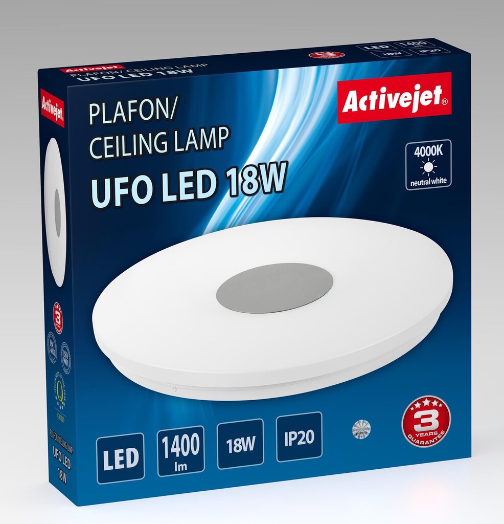 LED šviestuvas Activejet AJE-UFO, 18W, baltas цена и информация | Įmontuojami šviestuvai, LED panelės | pigu.lt