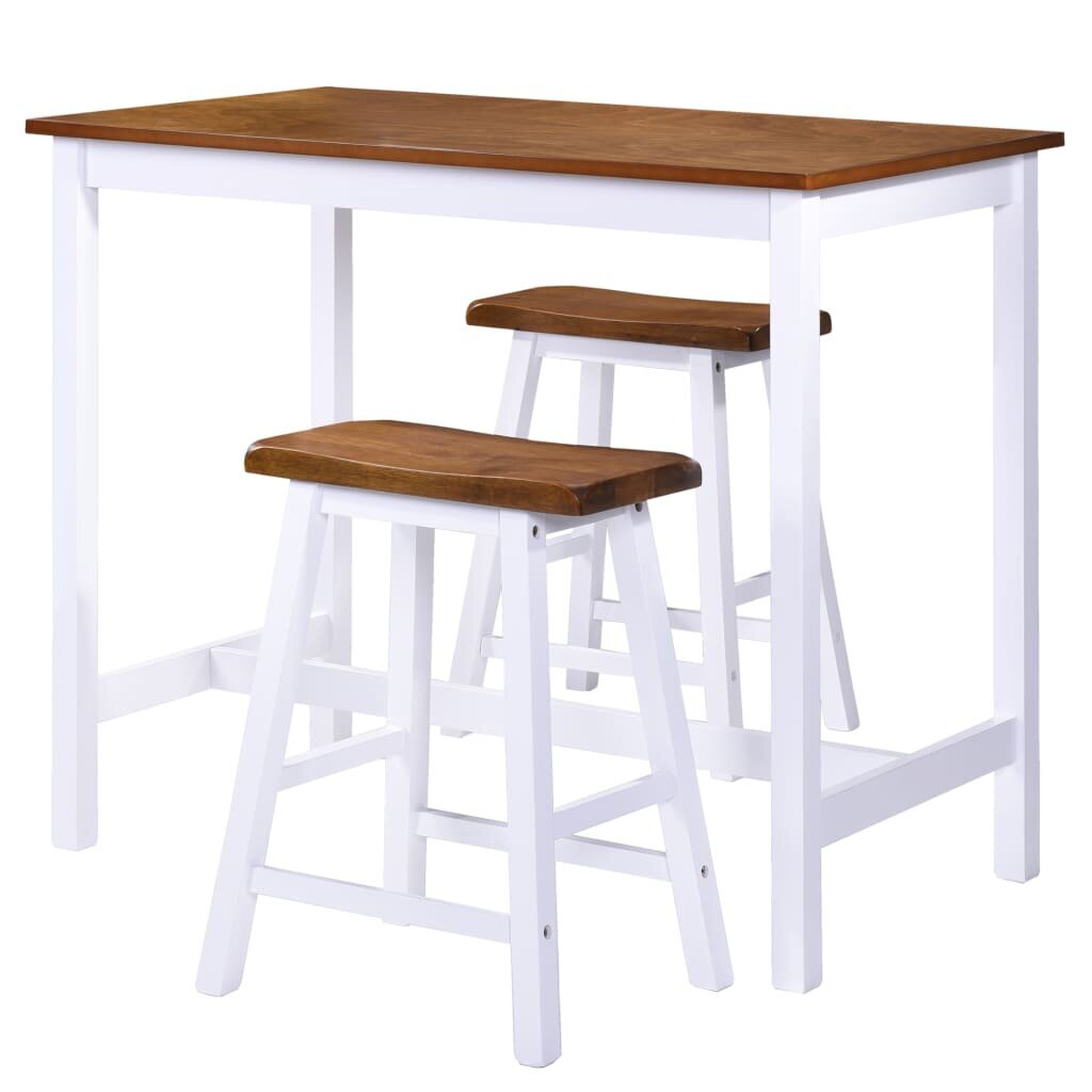Baro stalo ir kėdžių komplektas, 3 dalių, rudas цена и информация | Valgomojo komplektai | pigu.lt