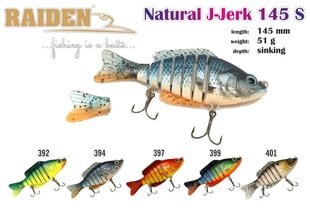Воблер Raiden Natural J-Jerk 145 51G 397 цена и информация | Воблеры, приманки, блесны | pigu.lt