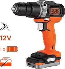 Akumuliatoriaus smūginis suktuvas-gręžtuvas Black&Decker BDCHD12S1-XJ kaina ir informacija | Suktuvai, gręžtuvai | pigu.lt