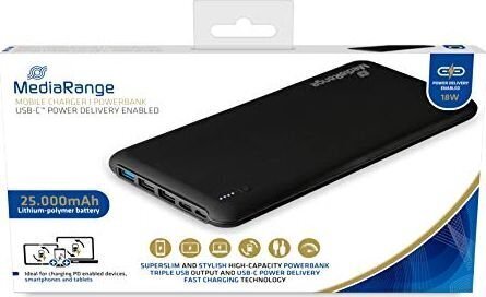 MediaRange MR754, 25000 mAh kaina ir informacija | Atsarginiai maitinimo šaltiniai (power bank) | pigu.lt