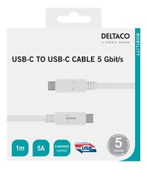 Deltaco USBC-1502M, USB-C, 1 m kaina ir informacija | Kabeliai ir laidai | pigu.lt