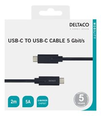 Deltaco USBC-1503M, USB-C, 2 m kaina ir informacija | Kabeliai ir laidai | pigu.lt