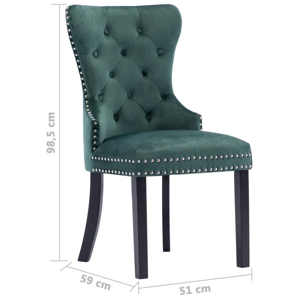 Valgomojo kėdės, 2vnt., tamsiai žalios spalvos kaina ir informacija | Virtuvės ir valgomojo kėdės | pigu.lt