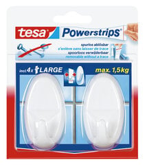 Tesa крючки PowerStrips Large Ovale, белые 2 шт. цена и информация | Аксессуары для ванной комнаты | pigu.lt