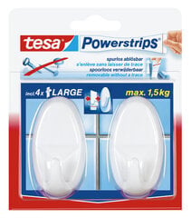 Tesa kabliukai PowerStrips Large Ovale balti 2 vnt. kaina ir informacija | Tesa Santechnika, remontas, šildymas | pigu.lt