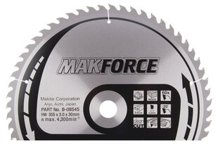 Пила MAKFORCE 355X3X30 мм 20° T60 Makita B-08545 Т.К.Т. цена и информация | Запчасти для садовой техники | pigu.lt