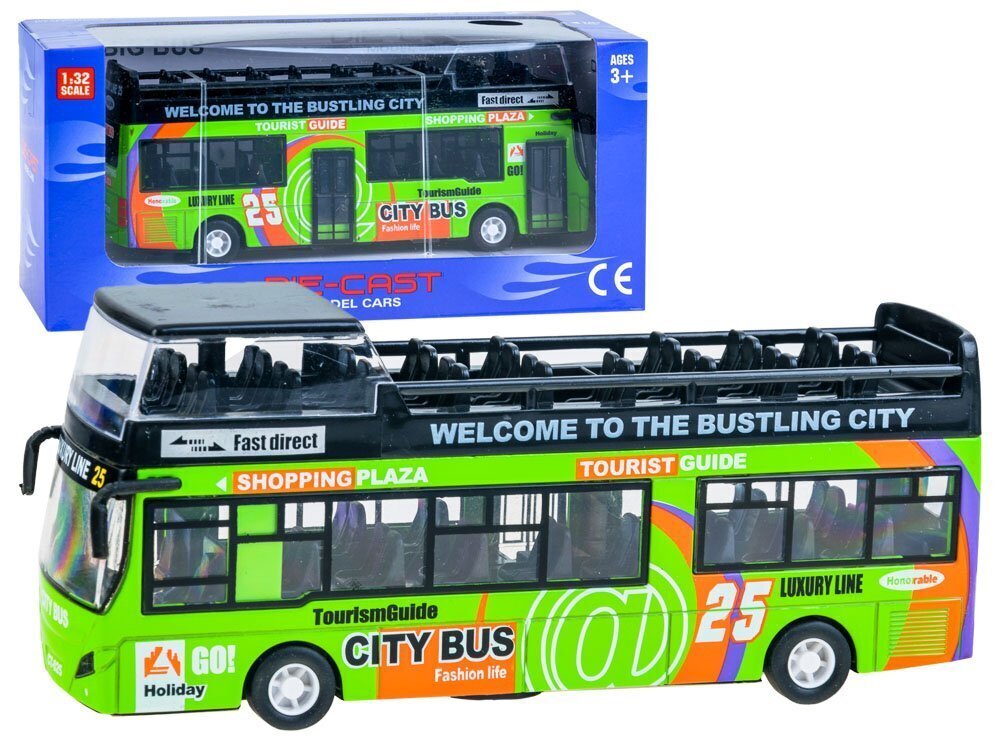 Metalinis dviaukštis autobusas Die Cast, žalias kaina ir informacija | Žaislai berniukams | pigu.lt