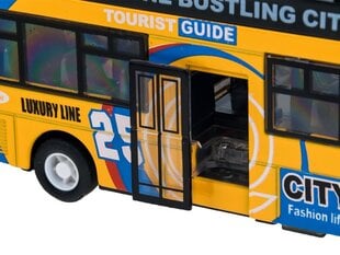 Металлический двухэтажный автобус Die Cast, желтый цена и информация | Игрушки для мальчиков | pigu.lt