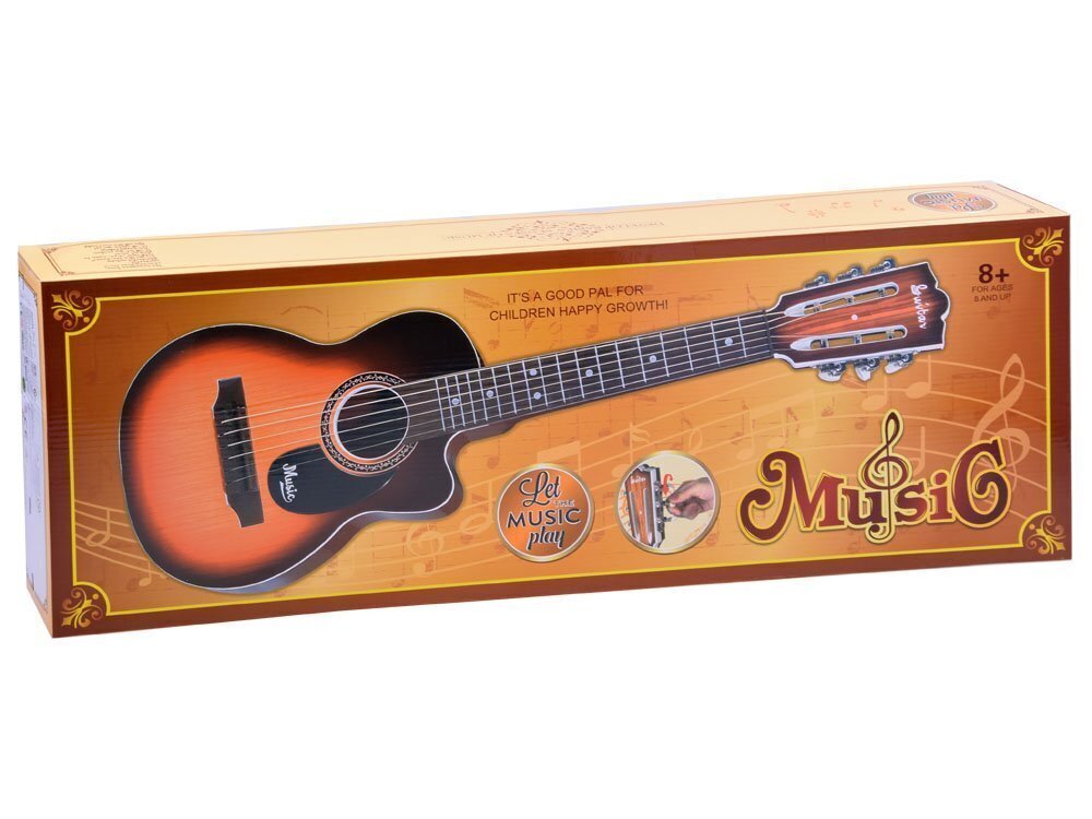 Šešių stygų vaikiška gitara Music, ruda цена и информация | Lavinamieji žaislai | pigu.lt