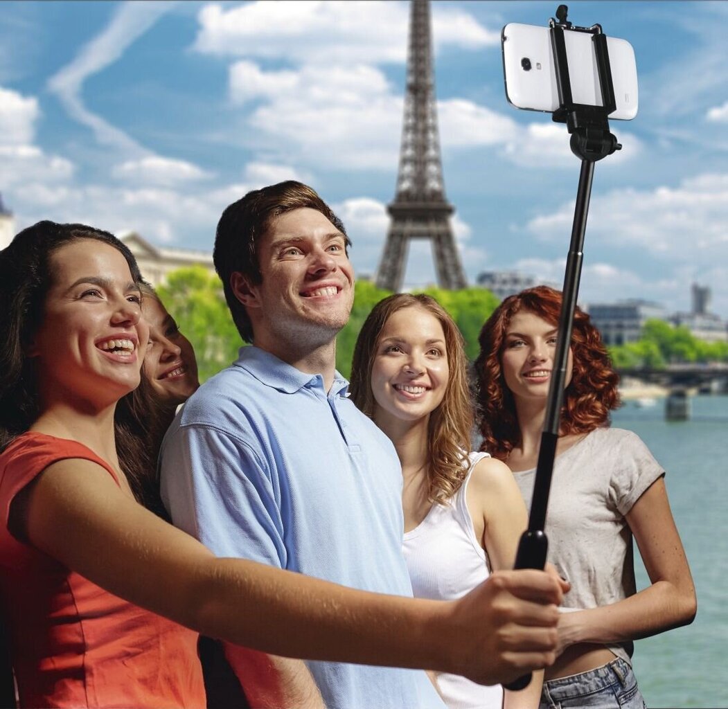 Selfie stick Hama SELFIE MOMENTS, black kaina ir informacija | Asmenukių lazdos (selfie sticks) | pigu.lt