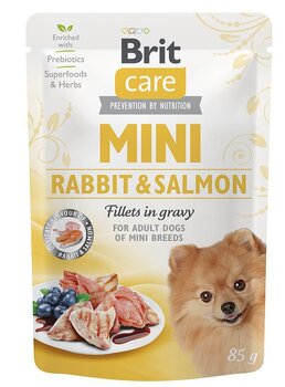 Brit Care Mini pouch Rabbit & Salmon fillets in gravy влажный корм для собак 85г цена и информация | Консервы для собак | pigu.lt