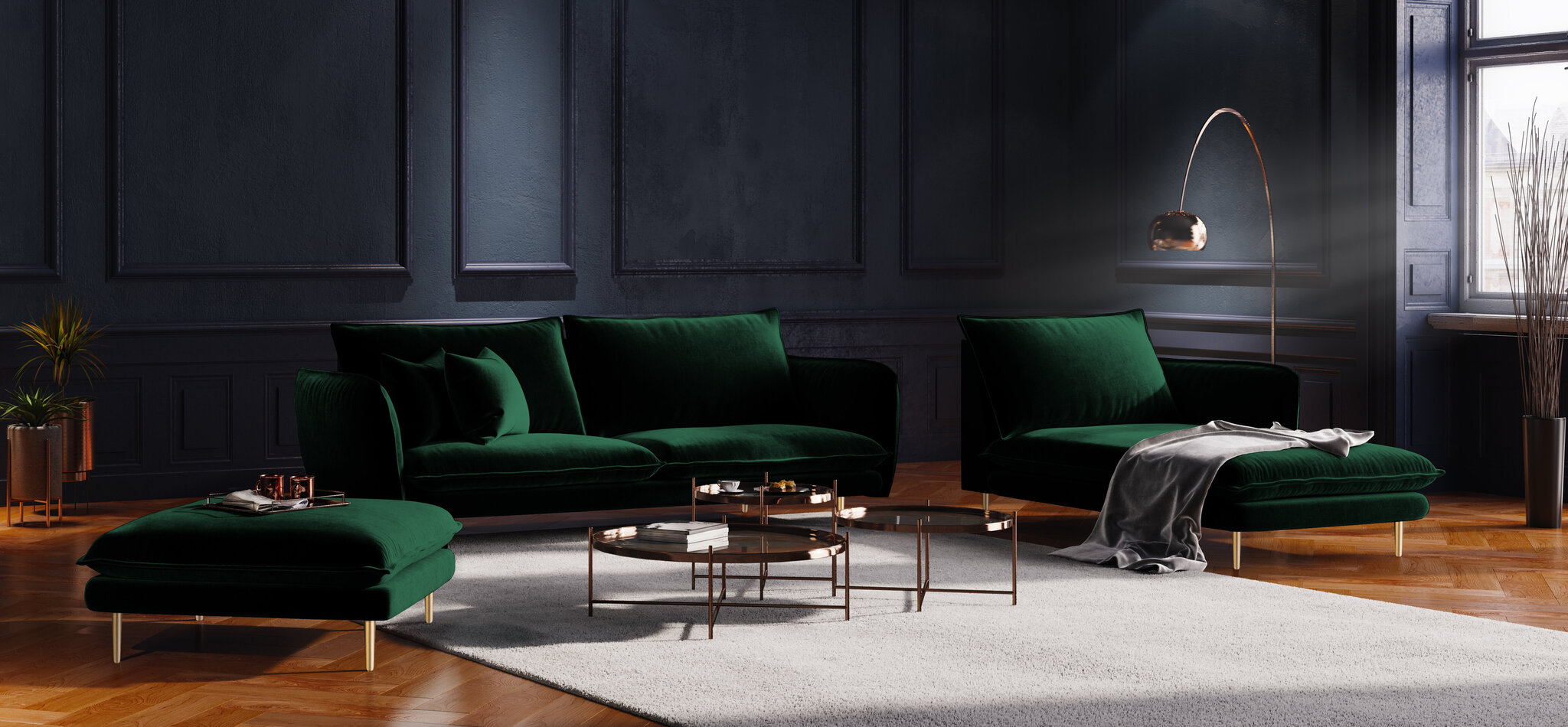 Minkštų baldų komplektas Cosmopolitan Design Florence, žalias kaina ir informacija | Minkštų baldų komplektai | pigu.lt