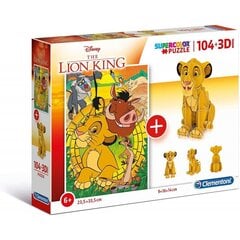 Dėlionių rinkinys Clementoni Liūtas karalius (Lion King), 104 d. + 3D kaina ir informacija | Dėlionės (puzzle) | pigu.lt