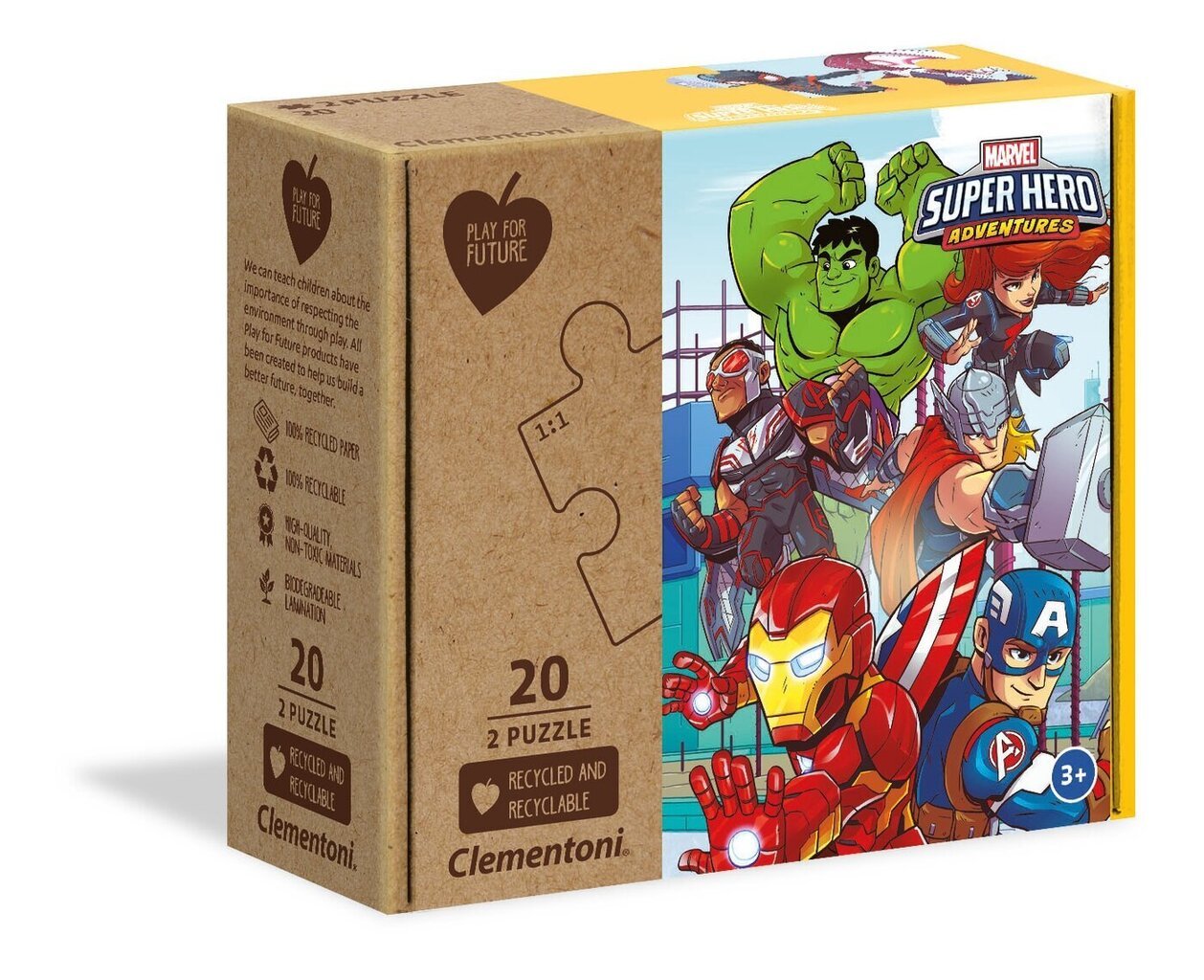 Dėlionių rinkinys Clementoni Marvel Super Hero, 2 x 20 d. цена и информация | Dėlionės (puzzle) | pigu.lt